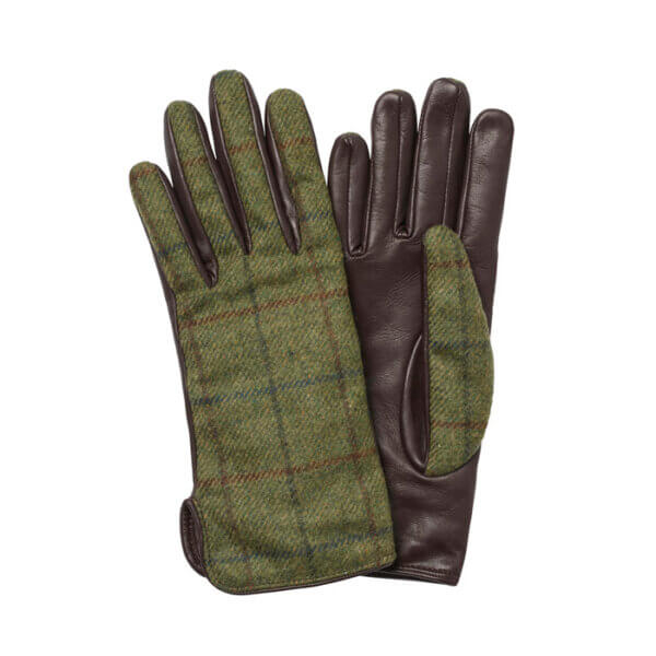 guantes de piel y tweed de mujer