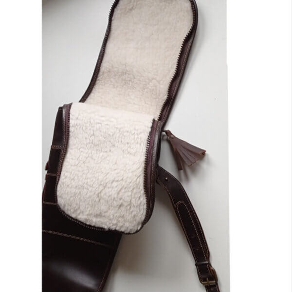 Funda en piel de vaqueta para rifle express con visor