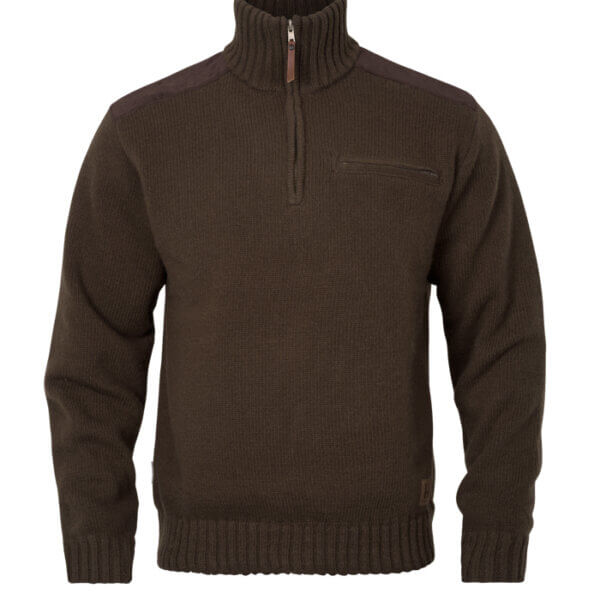 annaboda-jersey-cortaviento-cuello-alto-media-cremallera-de-hombre-marrón-harkila-turopadecaza
