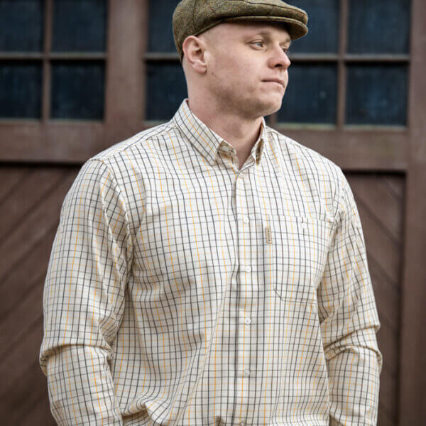 haywood-camisa-hombre-de-lana-y-cuadors-harkila-Arrowwood-yellow-check-turopadecaza